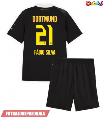 Lacne Dětský Futbalové dres Borussia Dortmund Fabio Silva #21 2026-27 Krátky Rukáv - Preč (+ trenírky)
